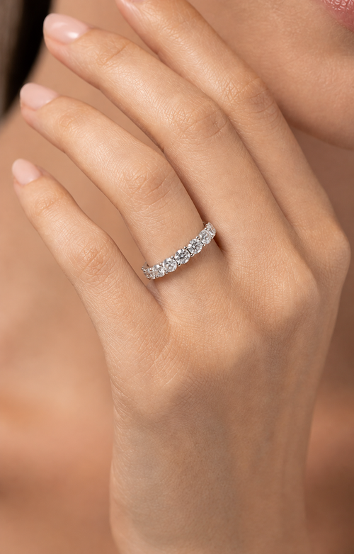 Bijou Ring 1.4 CT ADAM moissanite ring in sterling silver with clean precision setting on hand