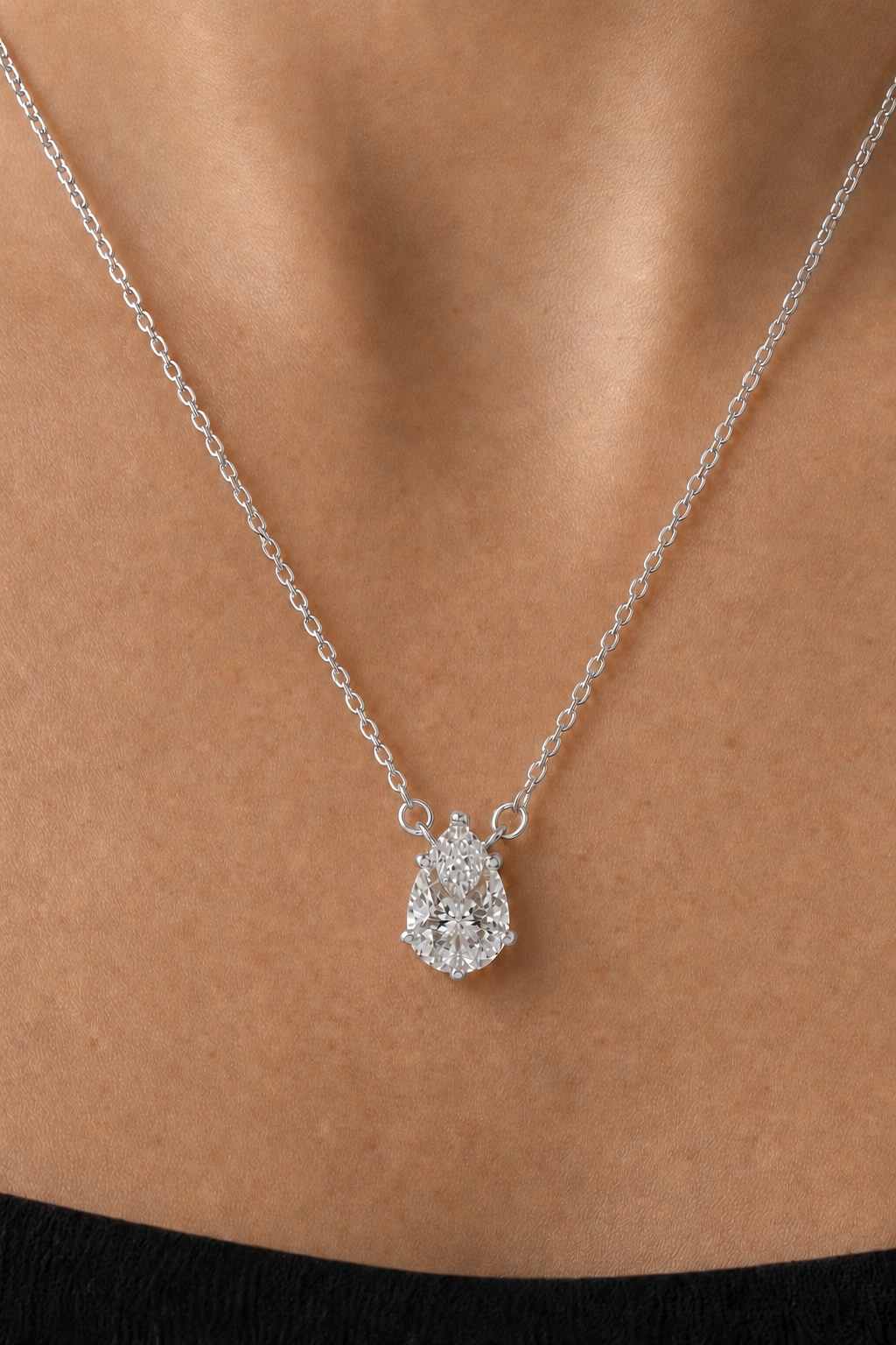 Mone Necklace 2 CT by ADAM sterling silver moissanite necklace with a round 2 carat stone