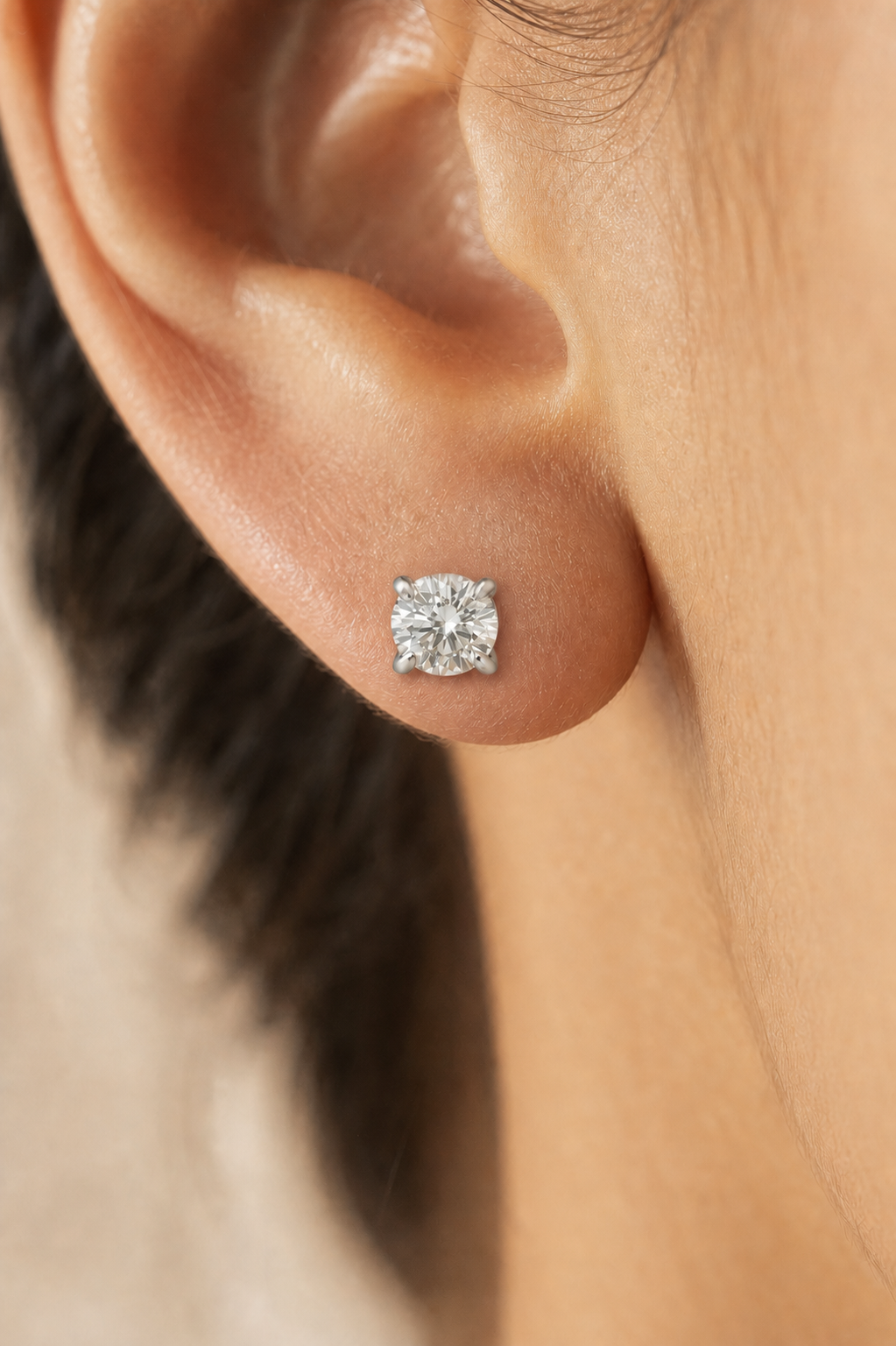 Moon Earrings 1 CT ADAM moon design sterling 925 silver with 1 carat moissanite stud shine