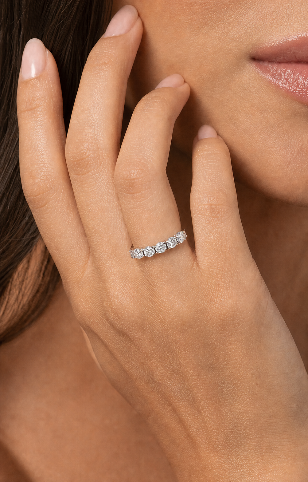 Bijou Ring 0.7 CT ADAM moissanite ring in sterling silver with a clean precise Bijou design