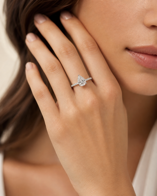 Belle Ring 3 CT ADAM moissanite ring in sterling silver with clean Belle design and bright round center